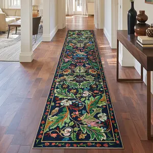 Geanup Bird Runner Rug Washable Soft Boho Floral Kitchen Laundry Rug, Non Slip Rubber Backing Low Pile Runner Rug for Entryway Bedroom Living Room Bathroom Carpet Boho Style Rug Boho Chic Rug