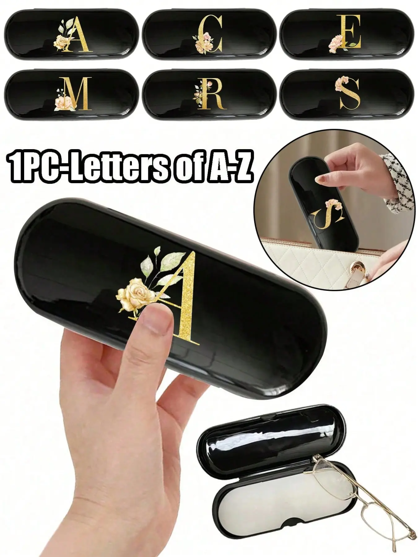 Cream-colored, Personalized glasses case, with simple design, easy to carry, waterproof, dustproof (compact, plastic material), suitable for eyewear decoration, Glasses Holder