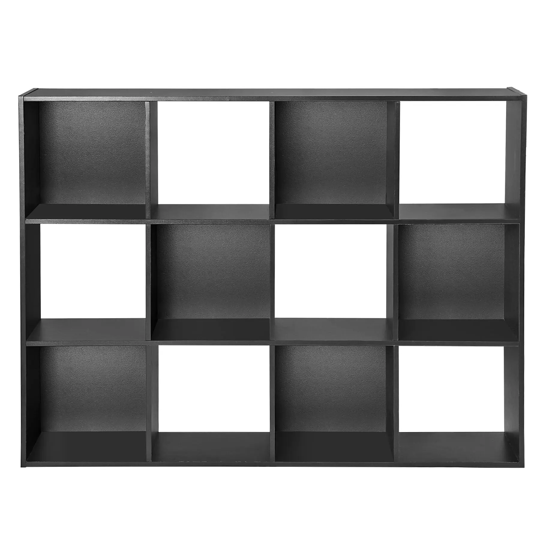 Segawe 12-Wood Cube Storage Organizer Shelf - Black Minimalist Modern Cube Shelves, Customizable Bookshelf, 80lbs Top Capacity Indoor Furniture for Home Office Decor & Women's Clothes Organizing