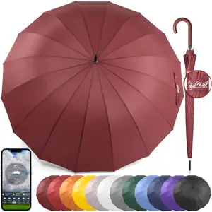 Windproof large umbrella for rain 54 inch automatic open for 2 persons wind resistant big golf umbrellas for adult men women classic wooden handle fast drying strong 16 ribs travel 120cm