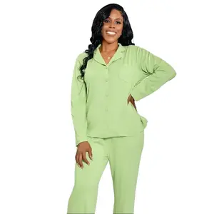 Forever-Eve Women's Pajama Set - 90% Cotton & 10% Spandex, Long Sleeve, Soft & Comfortable for Cold Weather, Two-Piece Nightwear, Ideal for Relaxation