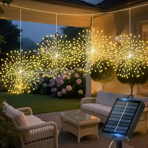 4 Piece Hanging Solar Firefly Light, 4 DIY-Shape Firefly Lights, 8 Lighting Modes, Perfect for Gardens, Courtyards, and Valentine's Day Decor, Solar Firework Light, Solar Outside Lights, Outdoor Decorative Lights