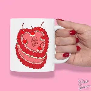 PINK GALORE Aries Baby 11OZ Ceramic Mug for Hot and Cold Iced Drinks | Microwave Safe, Dishwasher Safe | Drinkware for Coffee, Matcha & Tea Lovers | Horoscope Szn Zodiac Mug | Birthday Gift For Her |