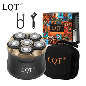 LQT 6-Blade Cordless Head Shave Kit, Professional Electric Bald Head Shaver with LED Display, Type-C/USB Charging Grooming Tool, Black & Blue with Gift Box & Storage Bag, Cordless Kit tiktokshopspringglowup