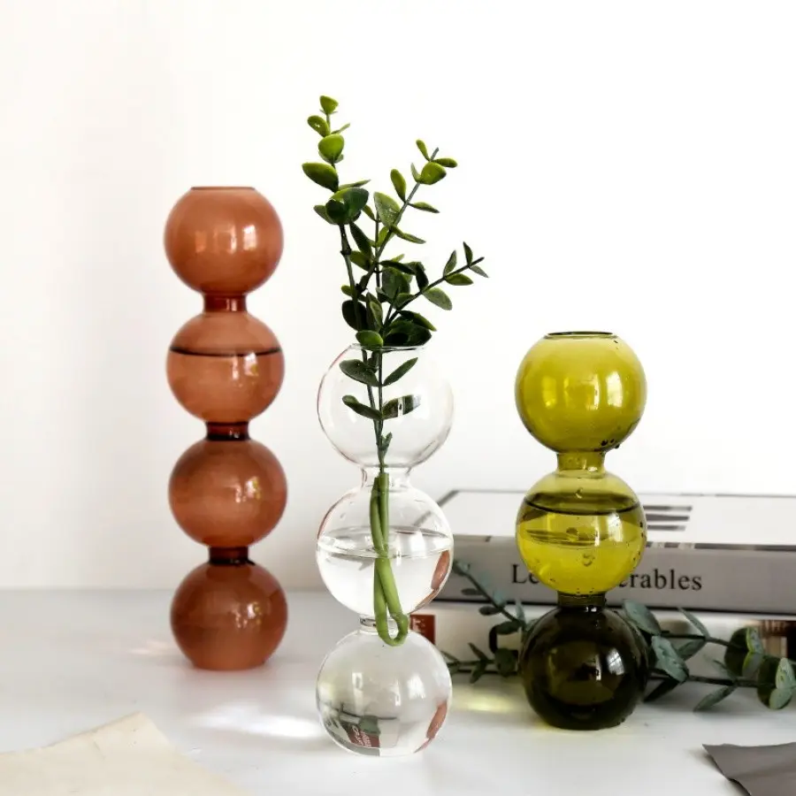 Korean Bubble Glass Vase, Hydroponic Ball-Shaped Unique Flower Arranger, Home Decor Ornament, Photography Prop, Furniture Decoration