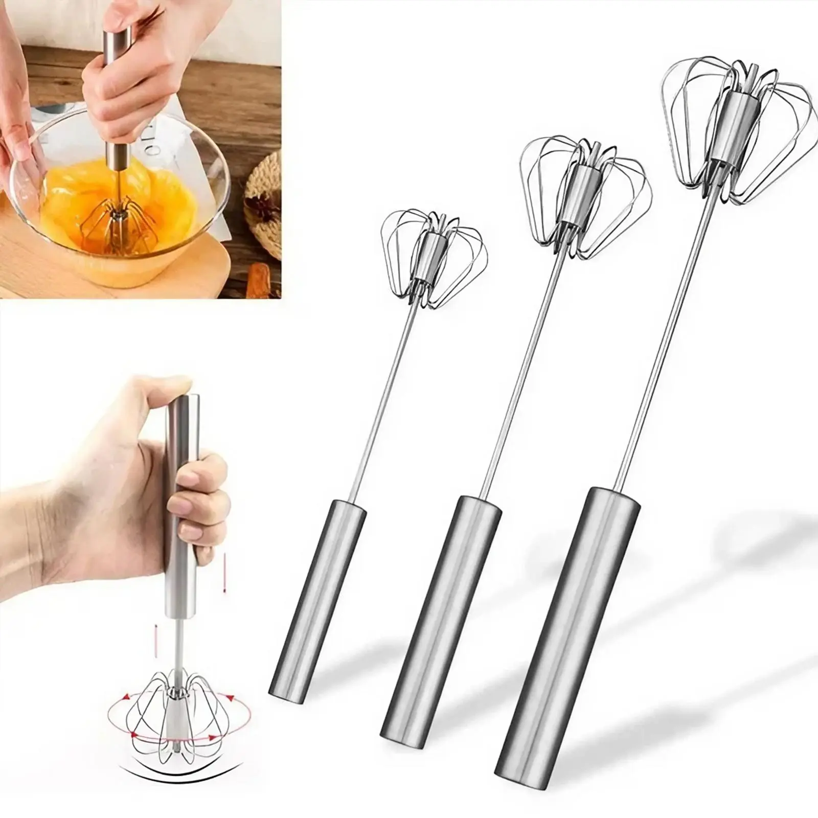 Stainless Steel Handheld Egg Beater Whisk Ball, 1/2 Counts Easy To Use Handheld Mixer, Egg Beater for Cream, Eggs, and More, Perfect for Baking & Cooking, Kitchen Utensils, Baking Tools, Home Baking Supplies, Baking Essentials