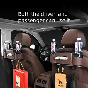Car Organizers and Storage Box, Multifunctional Car Seat Back Storage Box with Tissue Holder, 2 Cup Holders & Bags Hooks, Back Seat Car Organizer for family and Travel