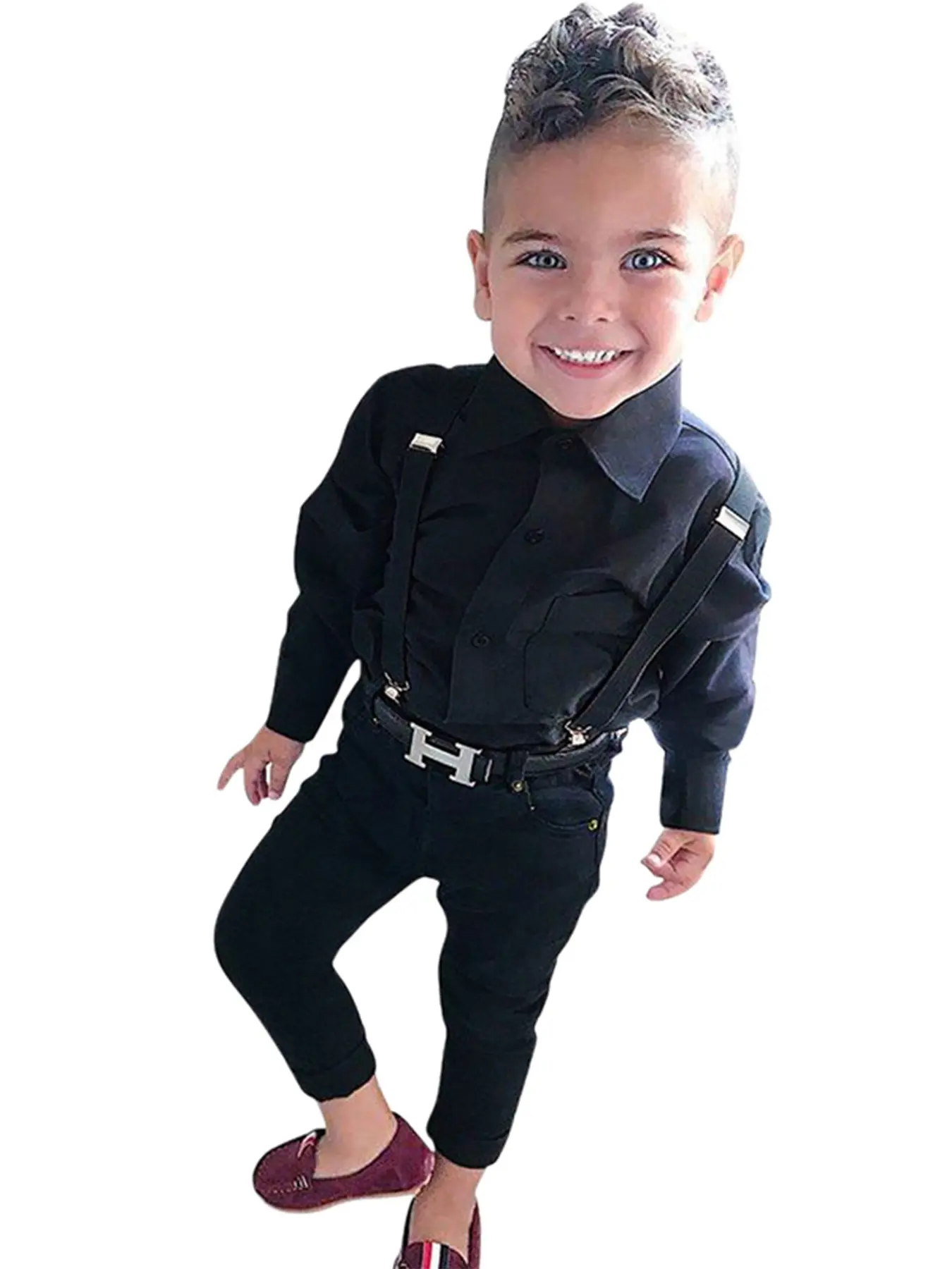 European and American Style Spring and Autumn Boys' Gentleman Formal Long Sleeve Shirt Top + Pants Three-Piece Set Clothing Outfit Sets Toddler Suit
