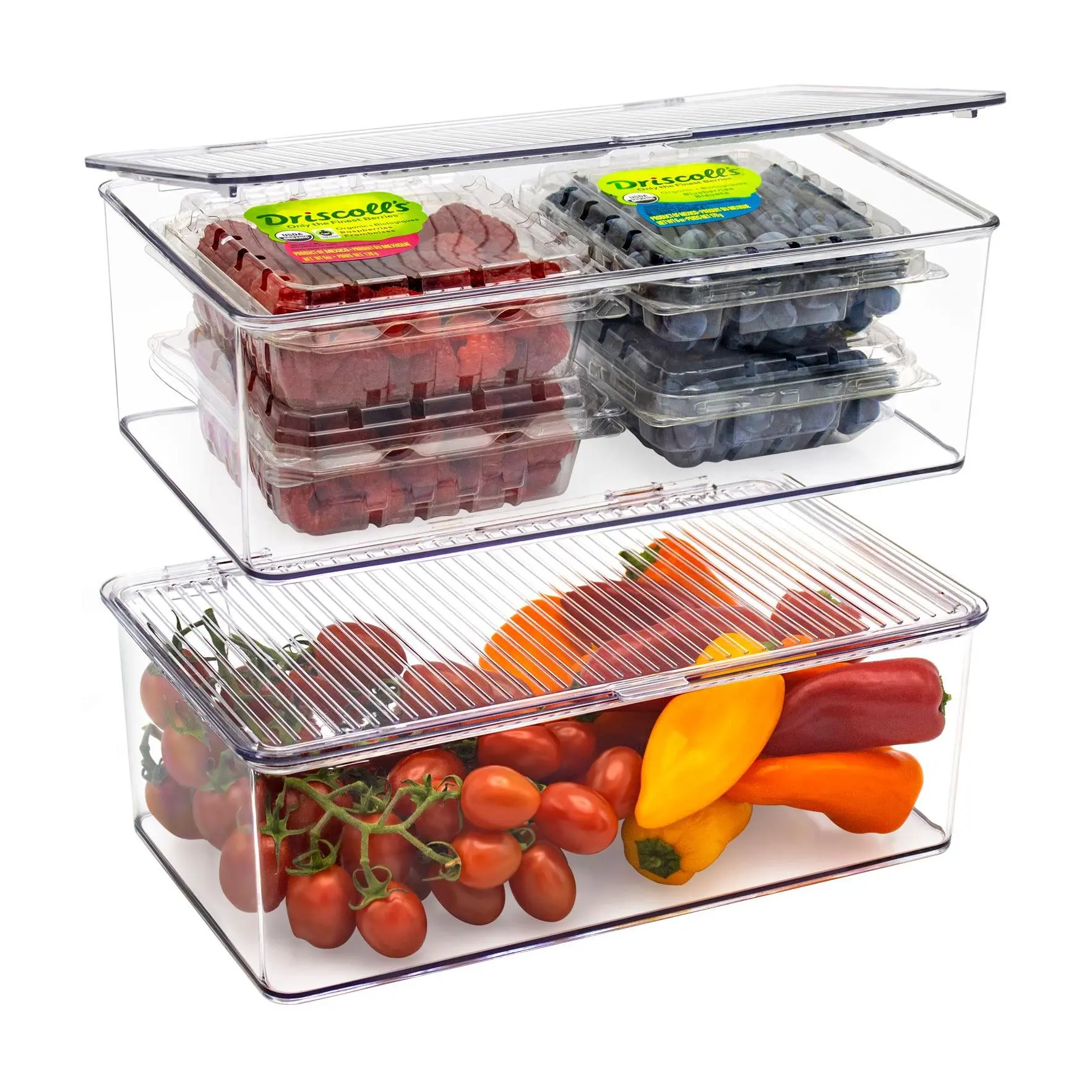 Sorbus Set of 2 Fridge Storage Bins with Hinged Lids