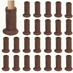 4P double-layer knitted thick stitching round bottom anti slip table and chair foot pad foot cover chair bench leg protection Durable Cover
