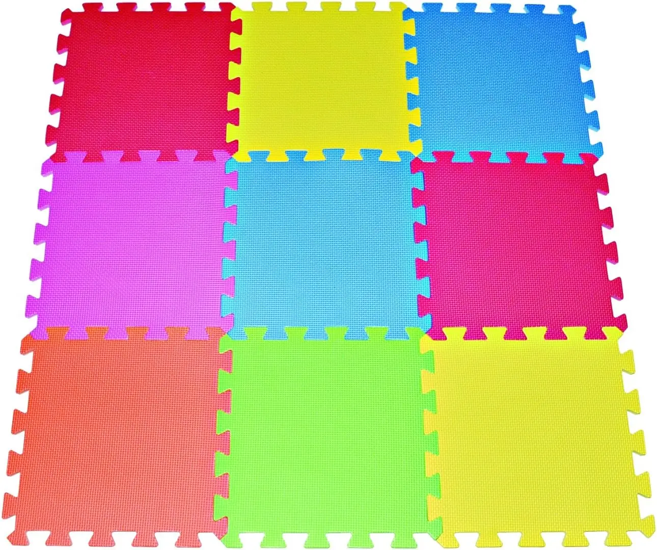 9pcs Sustainable EVA Foam Interlocking Cushioned Flooring Exercise Mats Set - Versatile EVA Floor Mats for Bedroom, Yoga Use, Assorted Colors, Cushioned Exercise Mats