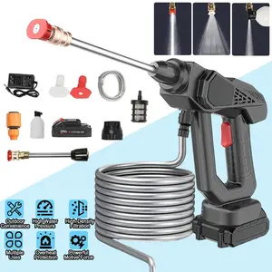 21V Cordless Pressure Washer with 5 Batteries, 6-in-1 Nozzle, Portable Electric Power Washer Gun for Car, Bike, Window, and Outdoor Cleaning