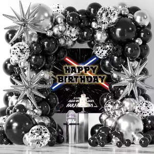 Galaxy-Themed Birthday Decor Set with Balloon Arch & Universe Wars Backdrop for Kids