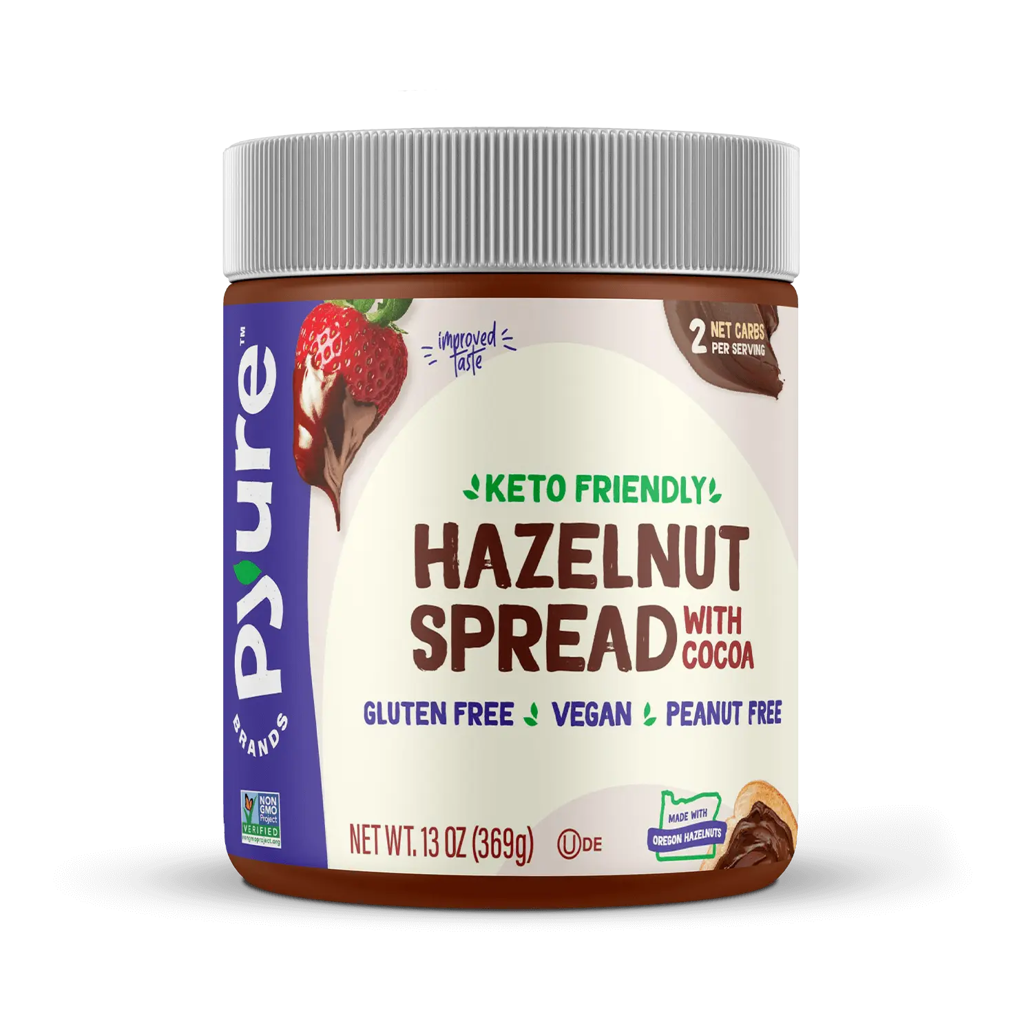 Pyure Hazelnut Spread - Keto-Friendly, Low Sugar, Vegan, Peanut-Free Chocolatey Goodness