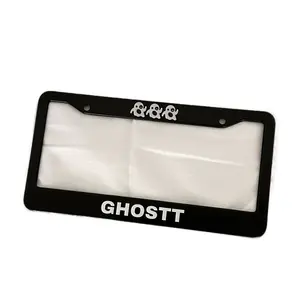 FunPlatesHub, Ghost emoji anime fans ,Stainless Steel U.S. License Plate Frame, car accessories, Black