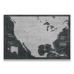 Push Pin USA Map Pin Board - Modern Slate - Pins Included!