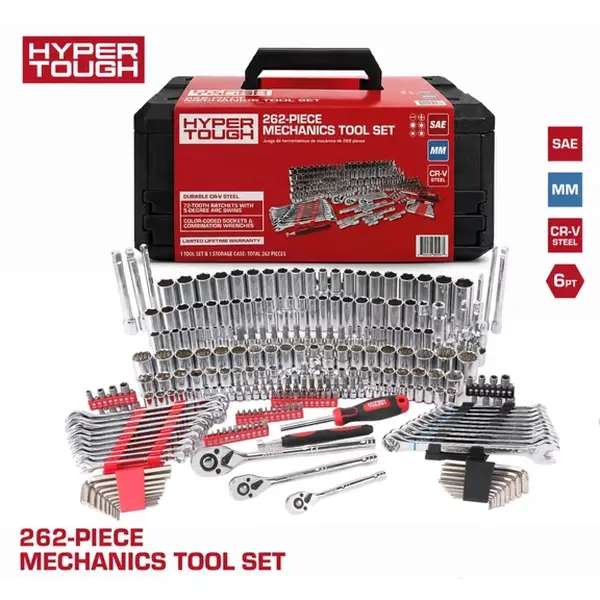 Mechanics Tool Set, 262-Piece Hand Tool Kit with Durable Blow-Molded Hardshell Storage Case