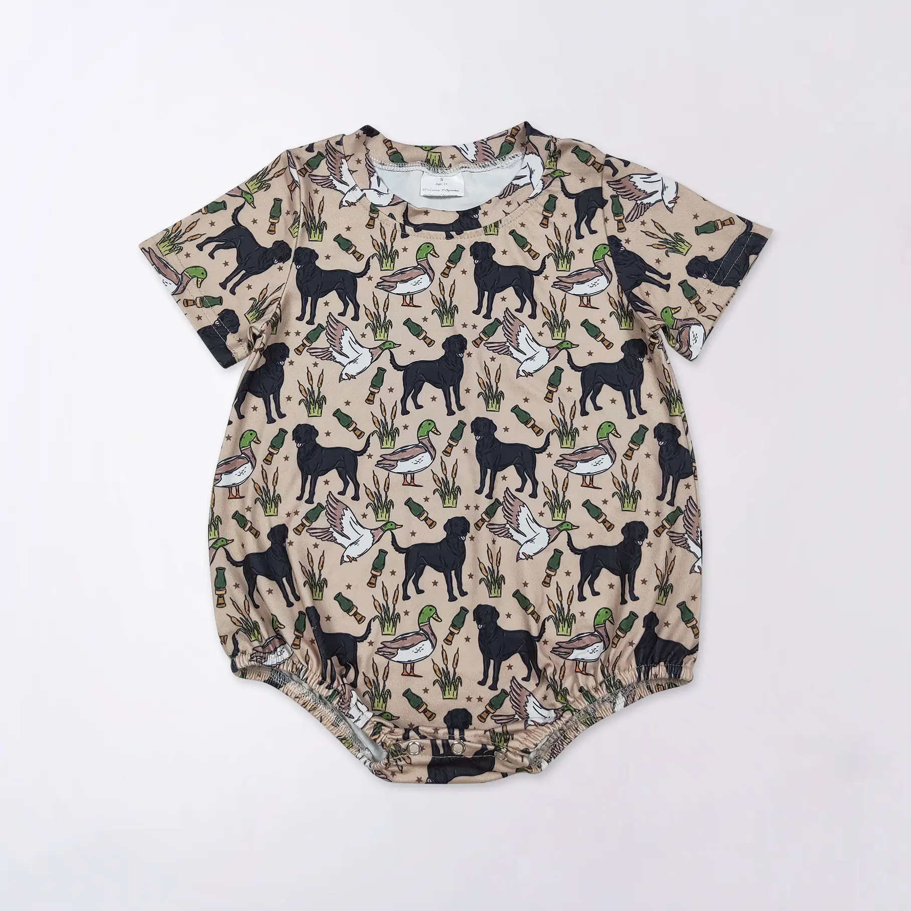 Baby Camo Brown Romper Jumpsuit - Baby Clothing, Toddler Onesies, Duck Hunting-Themed Bodysuit