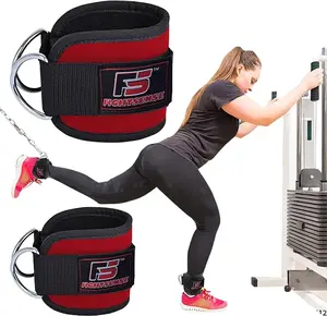 FIGHTSENSE Best Ankle Straps for Cable Machines (Pair), Stainless Steel D-Ring Adjustable Neoprene Premium Cuffs Attachment for Home & Gym, Leg Extensions, Abs & Glutes for Men & Women