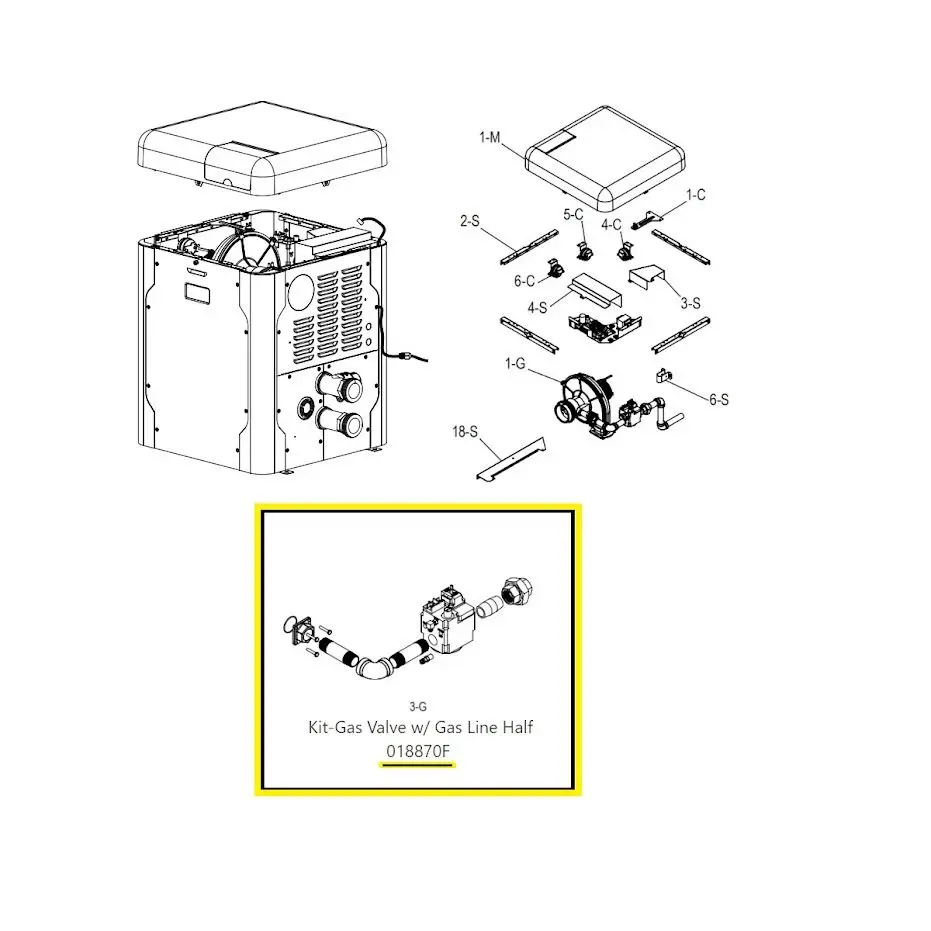 Raypak 018870F Gas Valve Kit with Gas Line for Avia Heaters - 1 Half-Size Critical Replacement Part Kit, Wrench Set (Pipe Wrench, Flathead Screwdriver, Open-End Tool), Core Components for Maintaining Performance & Safety of Heating System