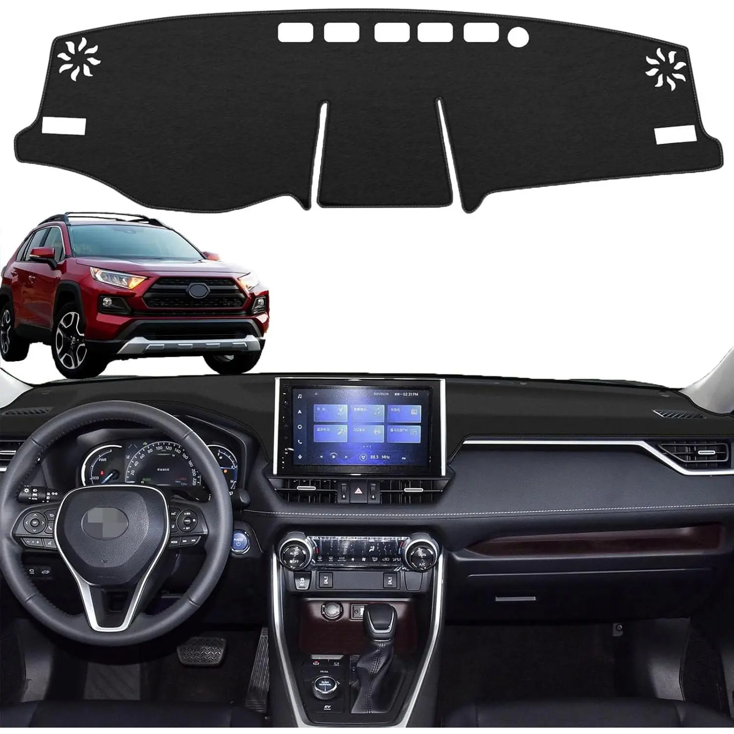 KDO  for Toyota Rav4 Accessories 2025 2024 2023 2022 2021 2020 2019 Dashboard Cover Mat Custom Fit Dash Carpet Cover Protector Center Console Cover Dash Mat Dash Cover for Toyota Rav4