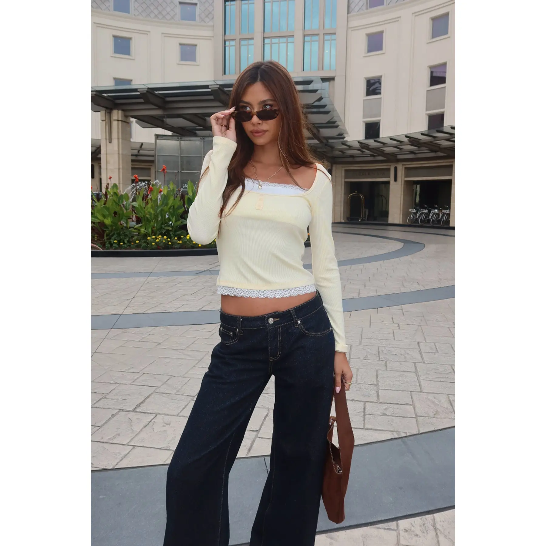 Joana Layered Lacey Henley Top Joana Layered Lacey Henley Top