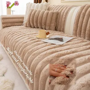 1 Pc Plush Sofa Cover, Sofa Slipcover, Thick Couch Protector, Pet-Friendly Non-Slip cover for Living Room, Washable Anti-Scratch Furniture Cover for Sectional, Loveseat & 3-Seater, Warm Sofa Blanket Pad, Soft Couch Mat