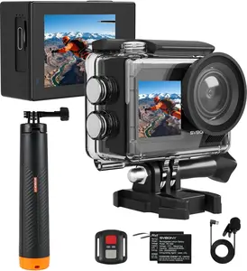 SVBONY SVGo2 4K30FPS Underwater Camera, EIS 2.0 Dual Touch-Screen Waterproof Camera Underwater, 50MP 5X Zoom, Remote Action Camera with Floating Selfie Stick, 2 Batteries for Snorkeling, Travel Vlog