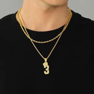 FaithHeart Baseball Necklace Number Pendant Chain with Cubic Zirconia