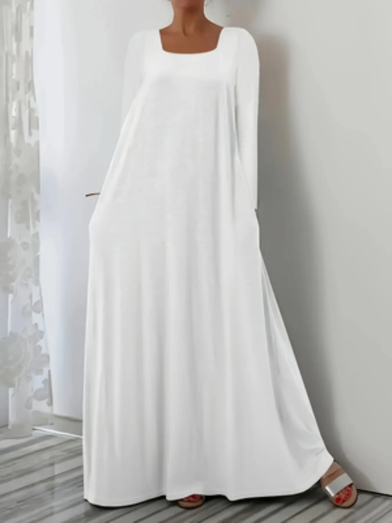 Modal Draped Casual Solid Color Maxi Skirt, Lightweight Breathable Loose Fit Floor-Length Dress for All Seasons, Elegant Minimalist Womenswear for Relaxed