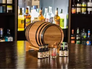 American Oak 5 Liter Rum Barrel with Stand, Bung, and Spigot - 5L - Available with Stand, Bung, and Spigot for 5L of Essence - Drinkware, Bottles(HEA)