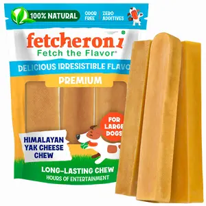 Fetcheroni Yak Cheese Himalayan Dog Chews – Long Lasting, Odorless, All Natural Vegetarian Bones - High Protein, No GMO Treat – Made with Real Himalayan Salt and Yak Milk for Large Dogs - 5 Sticks healthy  pet  treats