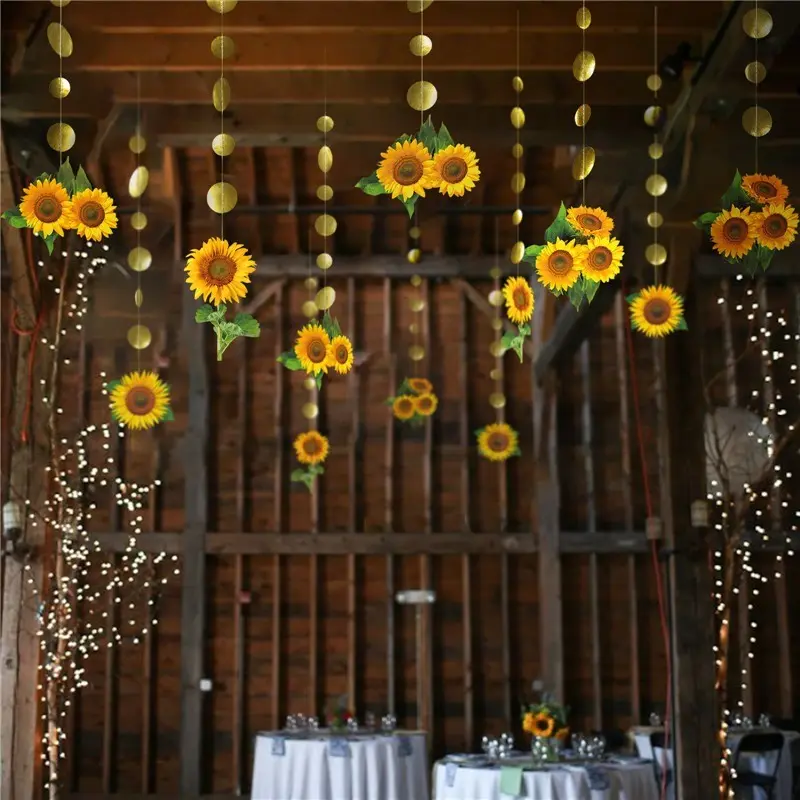 Sunflower Hanging Decor Set, 12 Pieces, Festival Wedding Party Decoration, Decor For Weddings, Paper Sunflower Ceiling Backdrop, Graduation Party Decor, Ornaments Decoration, Wedding Ceiling Decorations