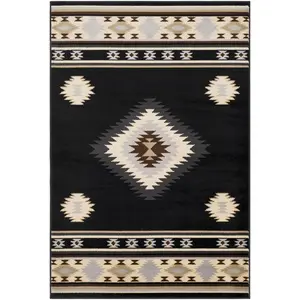 Buckhaven Black Southwestern Area Rug