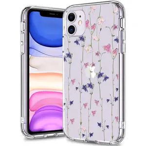 Phone Case for iPhone 11 Case Clear with Design for Girls Women,12ft Drop Tested,Military Grade Shockproof,Slim Fit Protective Phone Case for Apple iPhone 11 6.1 inch 2019 Beautiful Small Flowers