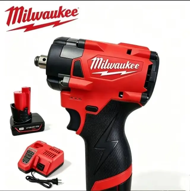 Milwaukee M12 12V Compact 1/2-Inch Stubby Brushless Impact Wrench with Brushless Motor - Heavy-Duty Cordless Hand Tool, DIY Power Tools for Automotive Repairs, Tight Spaces Lug Nut Remover electronic brake