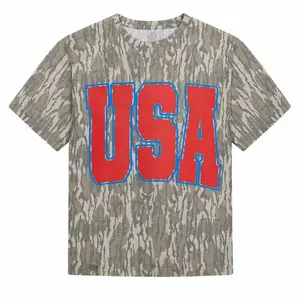 USA Camouflage T-Shirt – Bold Red USA Graphic Camo Tee, Patriotic Short Sleeve Shirt for Men Women, Outdoor Casual T-Shirt