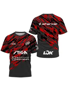 Men's striped Impressionist Tenis training jersey, respiravel Padel Tenis Manga Curta T-shirt, Quick Dry fitness set