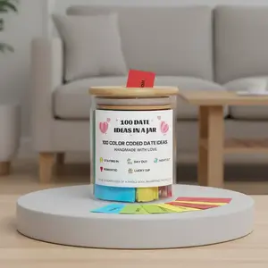 120 Budget-Friendly Date Ideas – Colorful -Coded Jar for Couples, Unique Gift for Weddings, Anniversaries, Newlyweds or Engagement Parties, Home Decor Gift