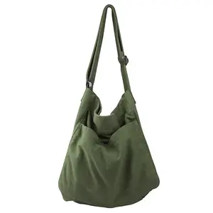 Canvas Hobo Crossbody Shoulder Tote Bag for Women and Men W/Multi-pocket Casual Purse Messenger Bags Travel Work