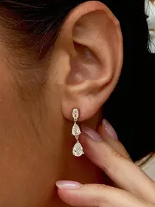 1 pair Elegant Teardrop Dangle Earrings ,Versatile CZ Jewelry for Wedding, Bridesmaid & Everyday Glam