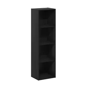 PASIR Bookcase, 4-Tier Modern Bookshelf, Open Shelf Bookcase, 9 x 12 x 42, for Living Room Bedroom Home Office, Blackwood