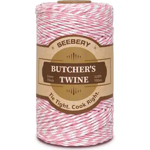 Pink and White Cotton Twine String for Gift Wrapping Crafts Butcher Use DIY Projects Valentine's & Holiday Decorations 328ft