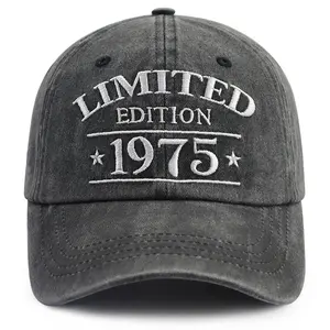 50th Birthday Gifts for Women Men - Vintage Limited Edition 1975 Party Hat, Adjustable Cotton Embroidered Hat, Funny Vintage Design