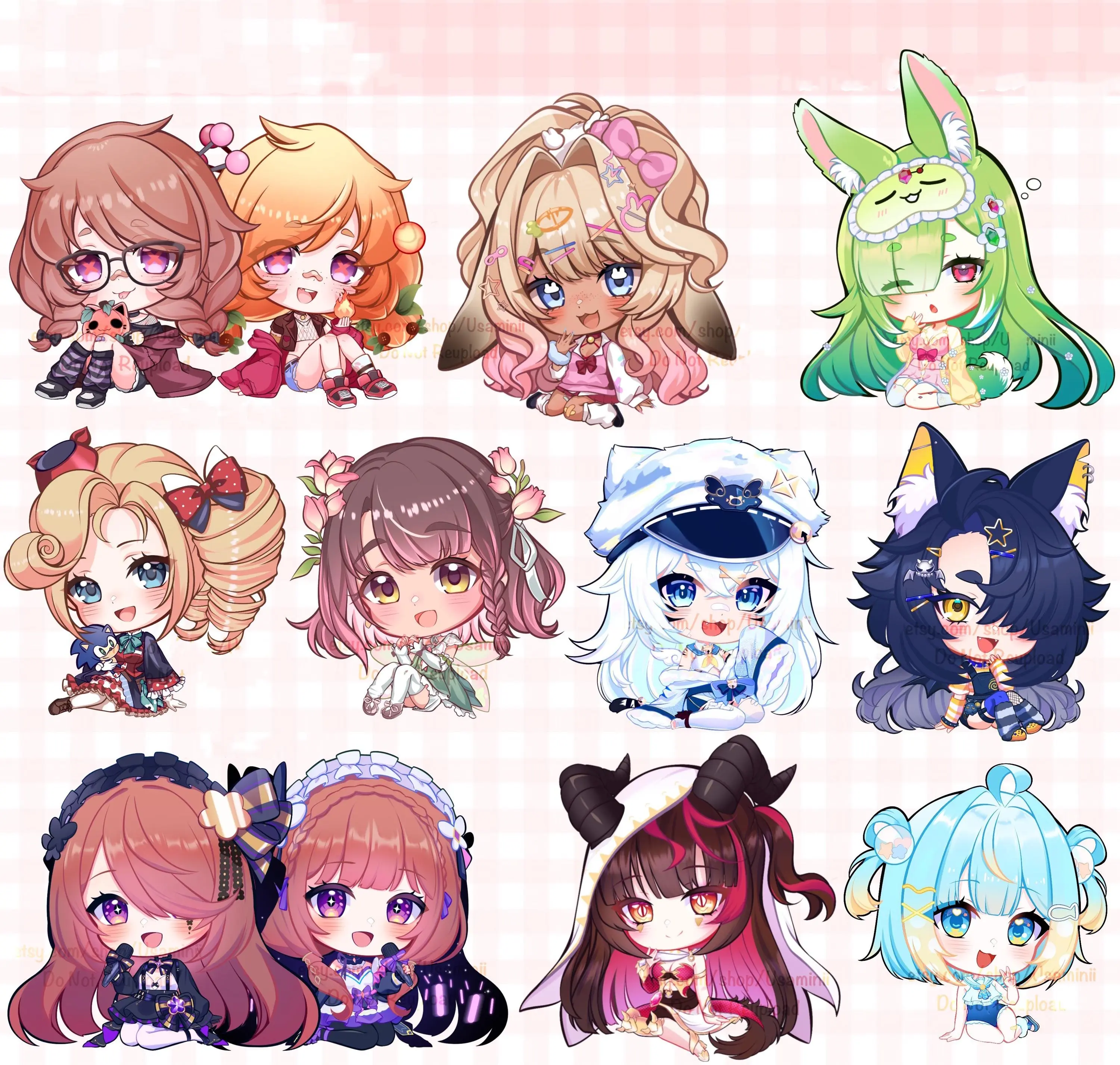 VTuber Acrylic Keychain , Immy Bisou, Shibi Cottonbum, Cera Luceria, Densetsu, Ekkomori, Penny Puffball Alekirser, Nina Saotome