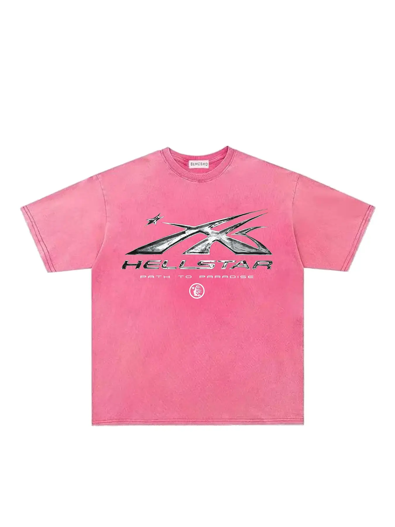 Men Women Summer Tropical New Trendy Fashion Casual Short Sleeve Round Neck Tee Shirt Top, Vintage Dark Streetwear Street Style Washed Tie-Dye Star Flame Design, Menswear