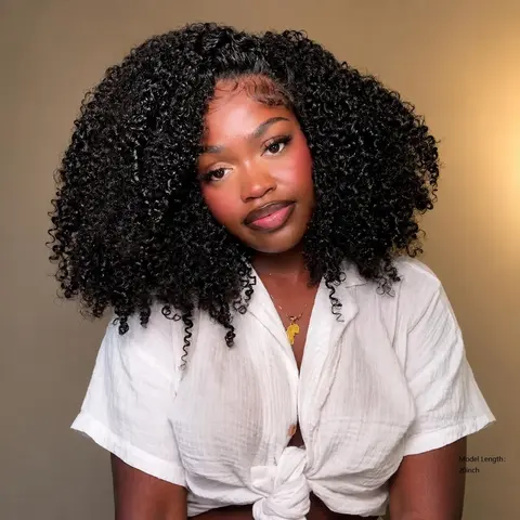 [4C Baby Hair Or Burmese Curly] Menglle Hair Pre Cut 7X6 Kinky Curly / Burmese Twist Out Lace Front Wig Human Hair Glueless Wigs Ready To Wear Middle Part Curly Wig 200%/250% Densitys Ready To Wear Curly Wig 200%/250% Density#SohoChic