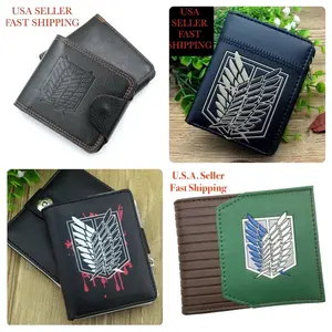 Titan Anime Wallet - AOT Wings of Liberty PU Leather Wings of Freedom Japanese Manga Cartoon Short Bifold Cash Credit Card Survey Corp Scouting Legion Symbol Logo
