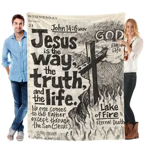 Christian John 14:6 Sketch Flannel Blanket - Soft Fluffy Blanket, Bold Notebook Doodle Design, Cozy Plush Throw, Warm Gift for Adults, Ideal for Bedroom Devotional Space