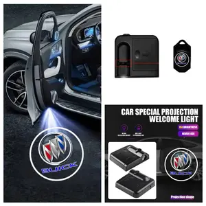 4-Pack Buick Logo Car Door LED Welcome Car Special Projection Projector Lights, Compatible with Buick Enclave/Envision/Regal/Verano Series Vehicles, Peel-and-Stick Non-Destructive Drill-Free Waterproof Courtesy Lights